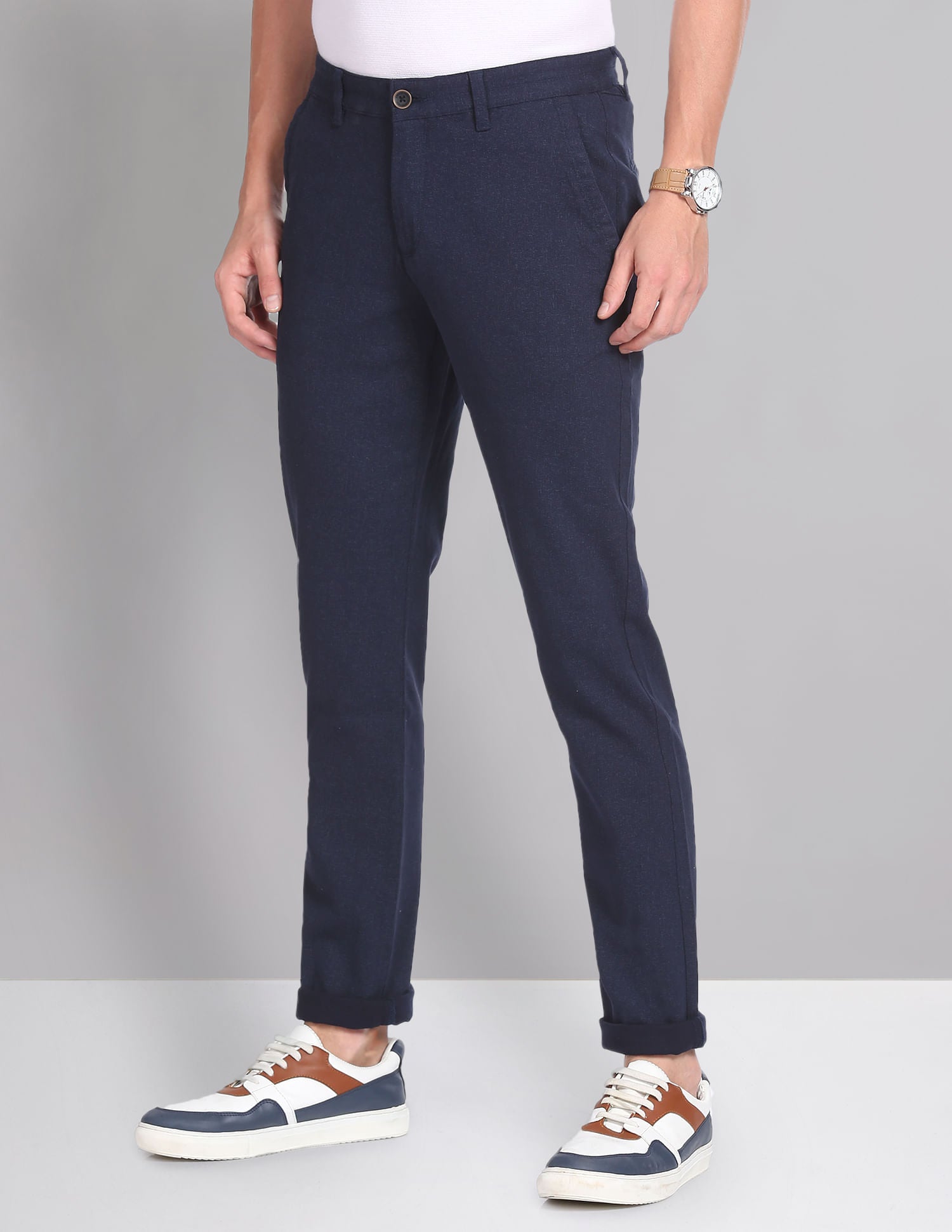 City Style Modern Slim Fit Heathered Chinos