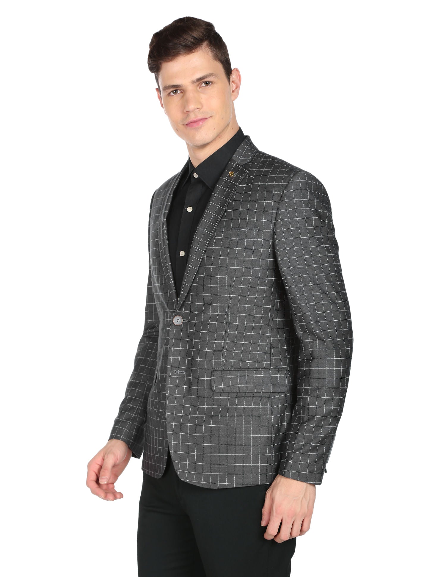 Modern Luxe Windowpane Check Tailored Fit Blazer