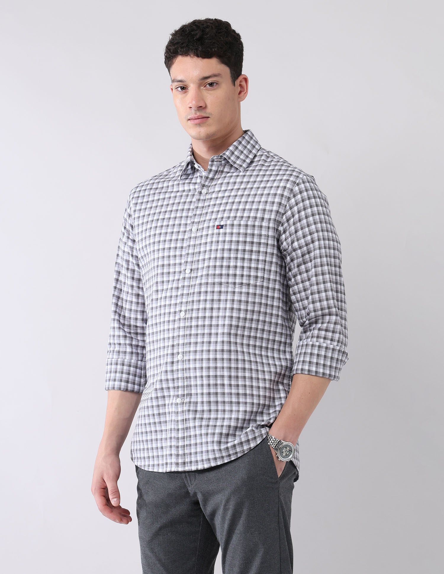 City Chronicles Modern Slim Fit Tartan Checked Shirt
