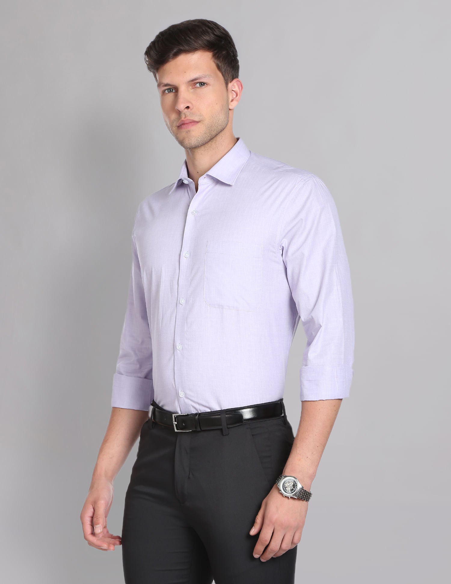 Power Heritage Solid Cotton Formal Shirt with Cutaway Collar