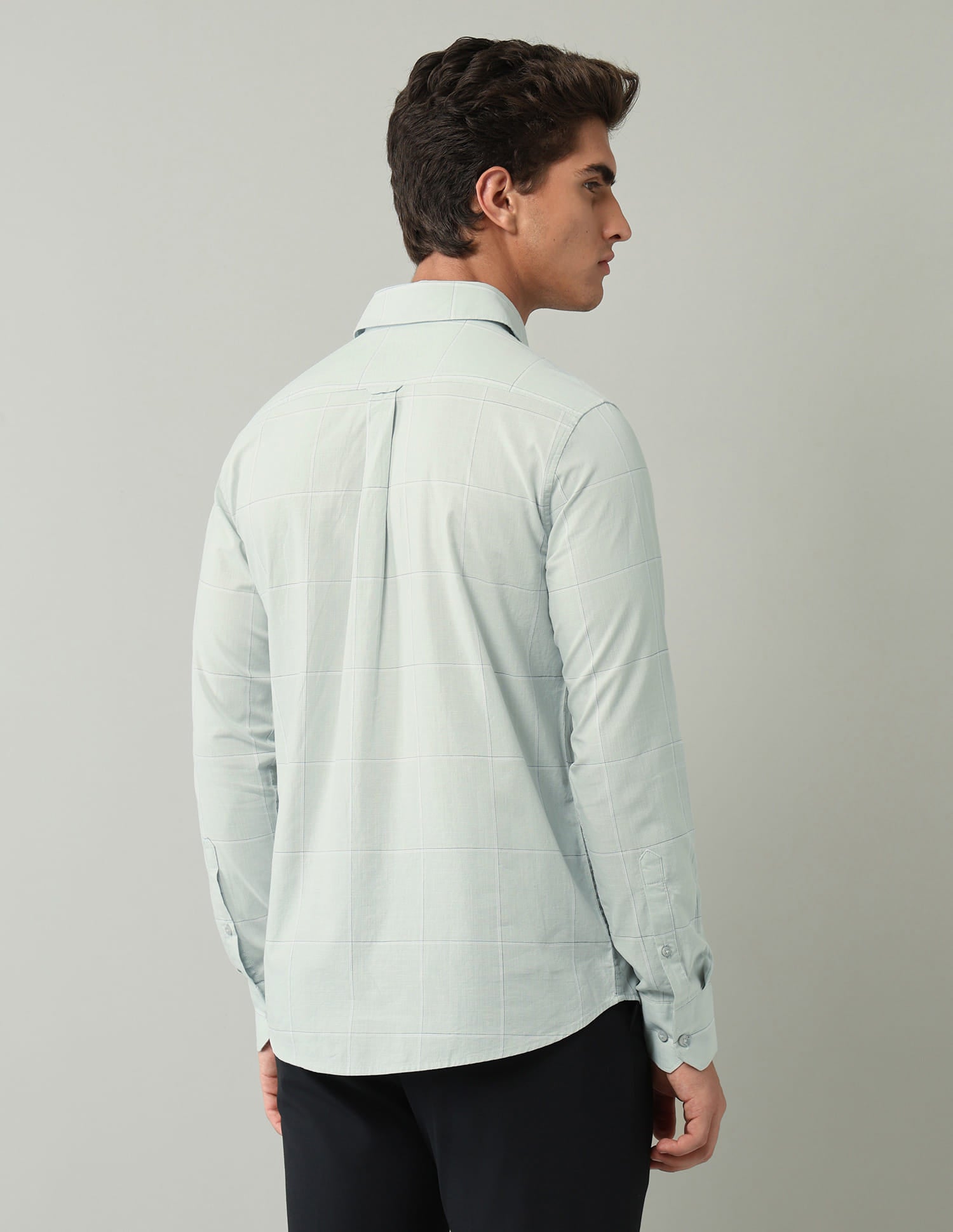 Mint Windowpane Checked Modern Slim Fit Shirt