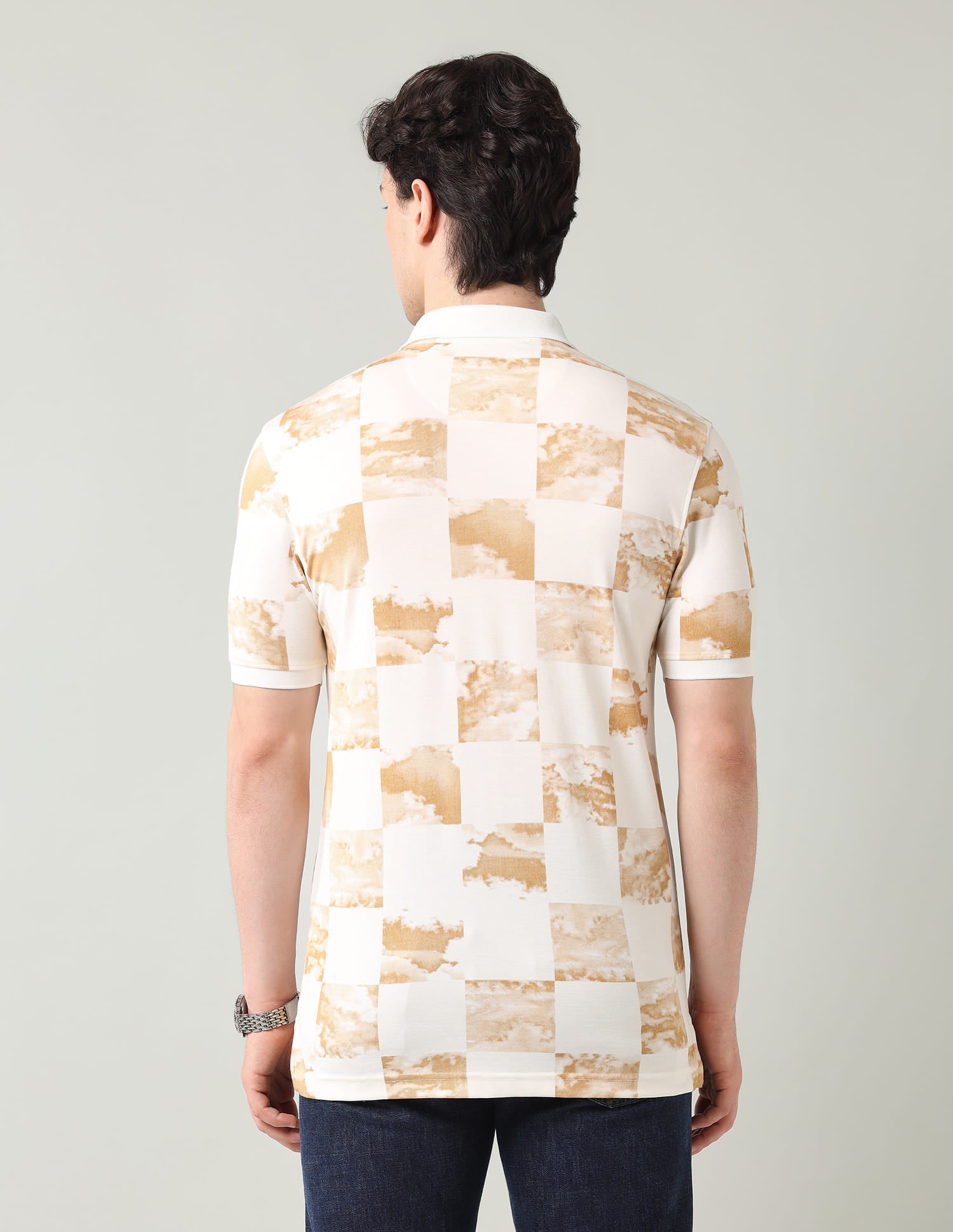 Geometric Patterned Regular Fit Polo Shirt