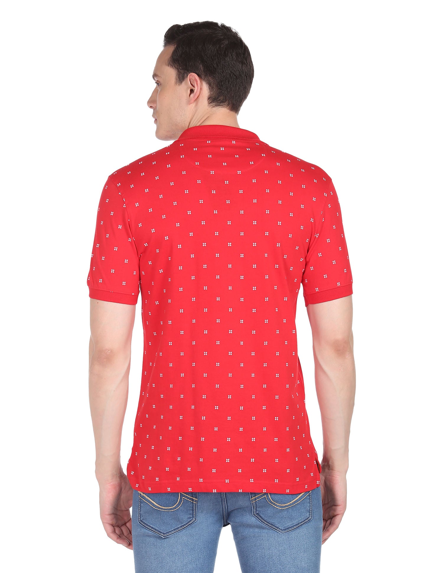 Daily Style Cotton Geometrical Print Polo Shirt