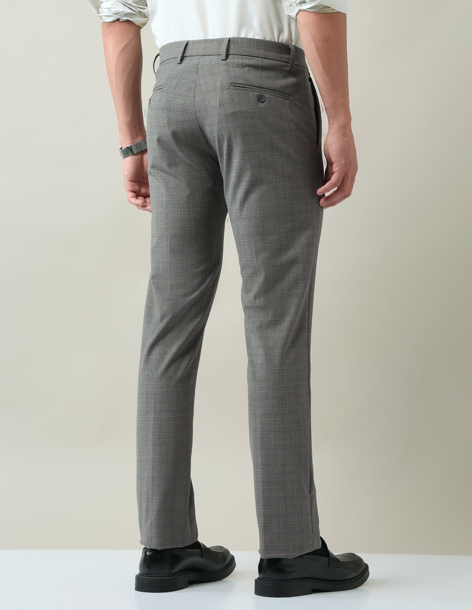 Checked Dobby Regular Fit Trousers