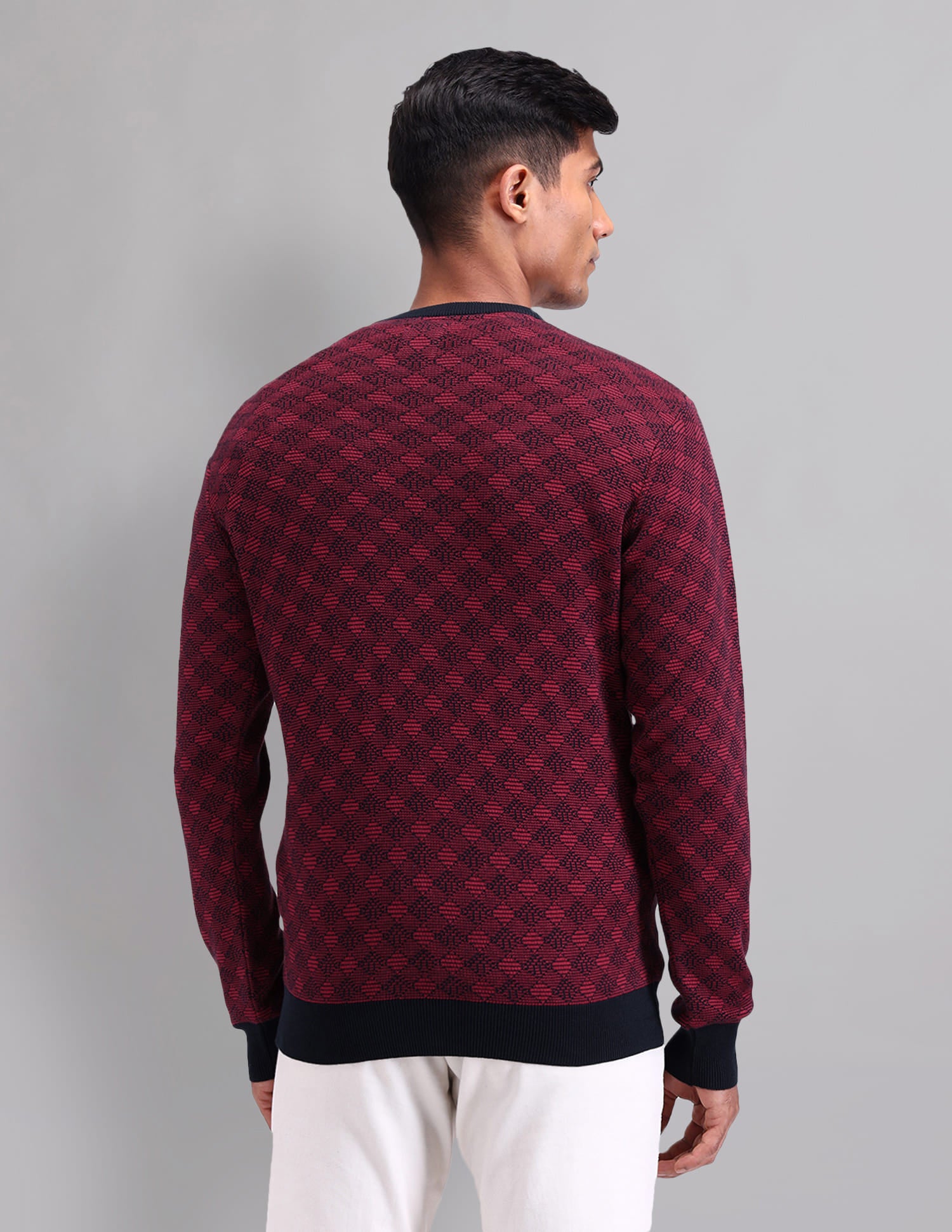 Elevated Essential Modern Slim Fit Patterned Knit Sweater