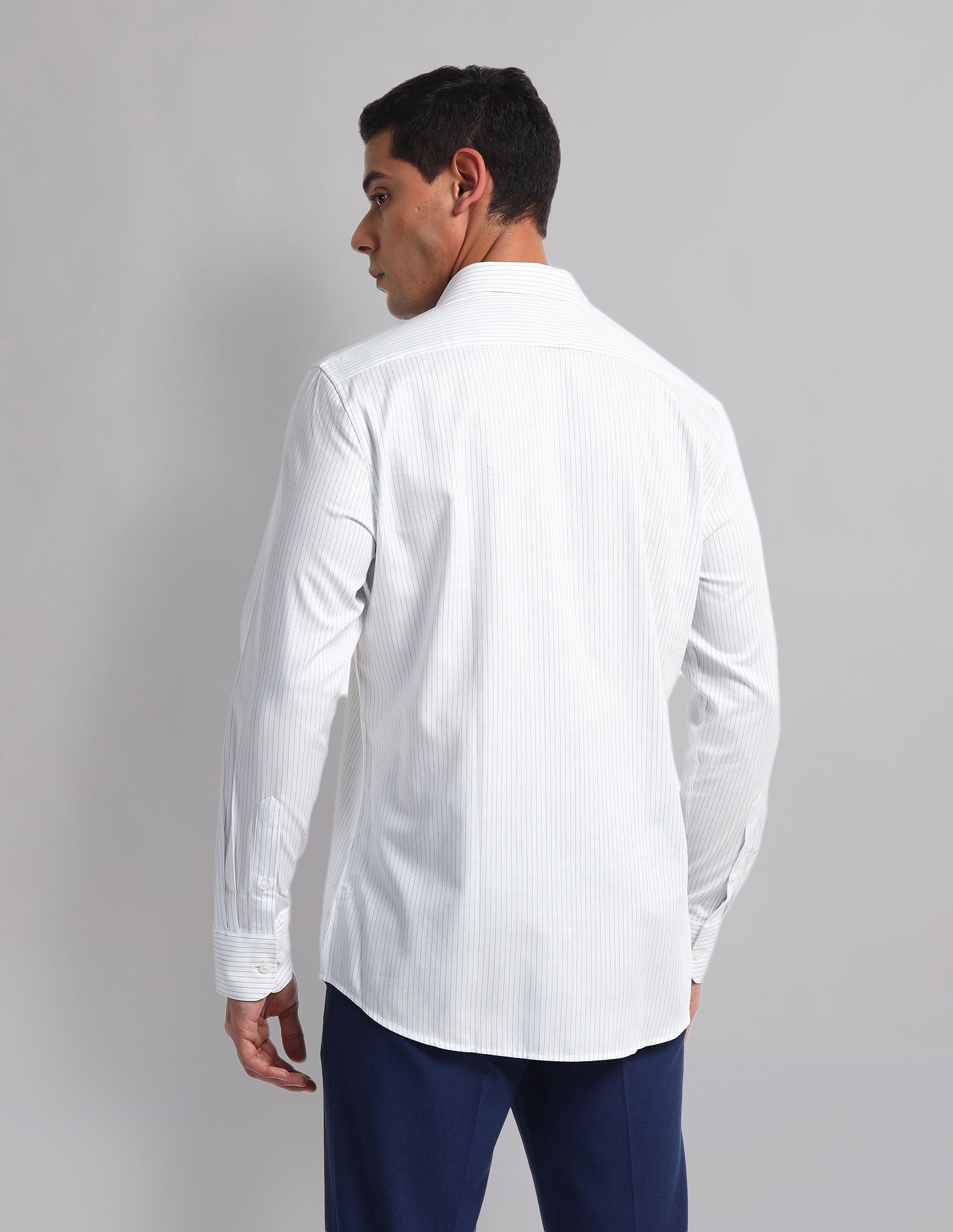 Regular Long Sleeve Vertical Stripe Shirt