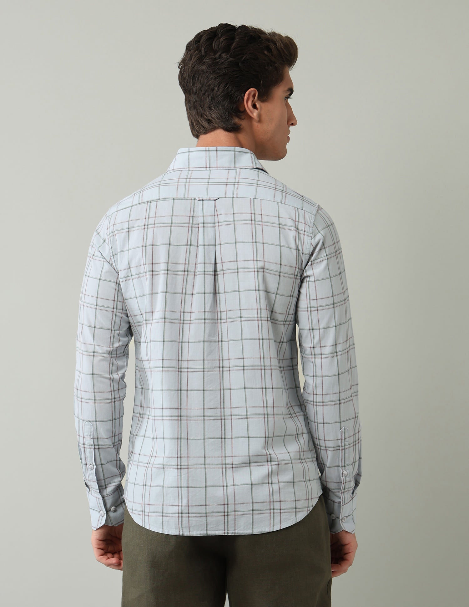 Blue Windowpane Checked Modern Slim Fit Shirt