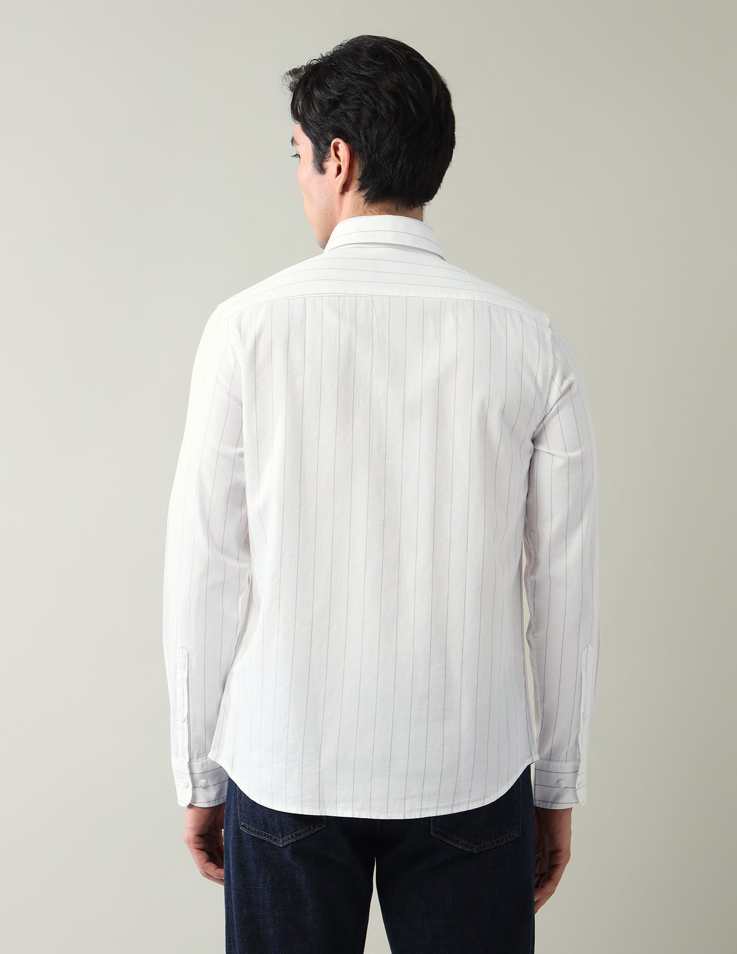 Vertical Striped Twill Slim Fit Shirt