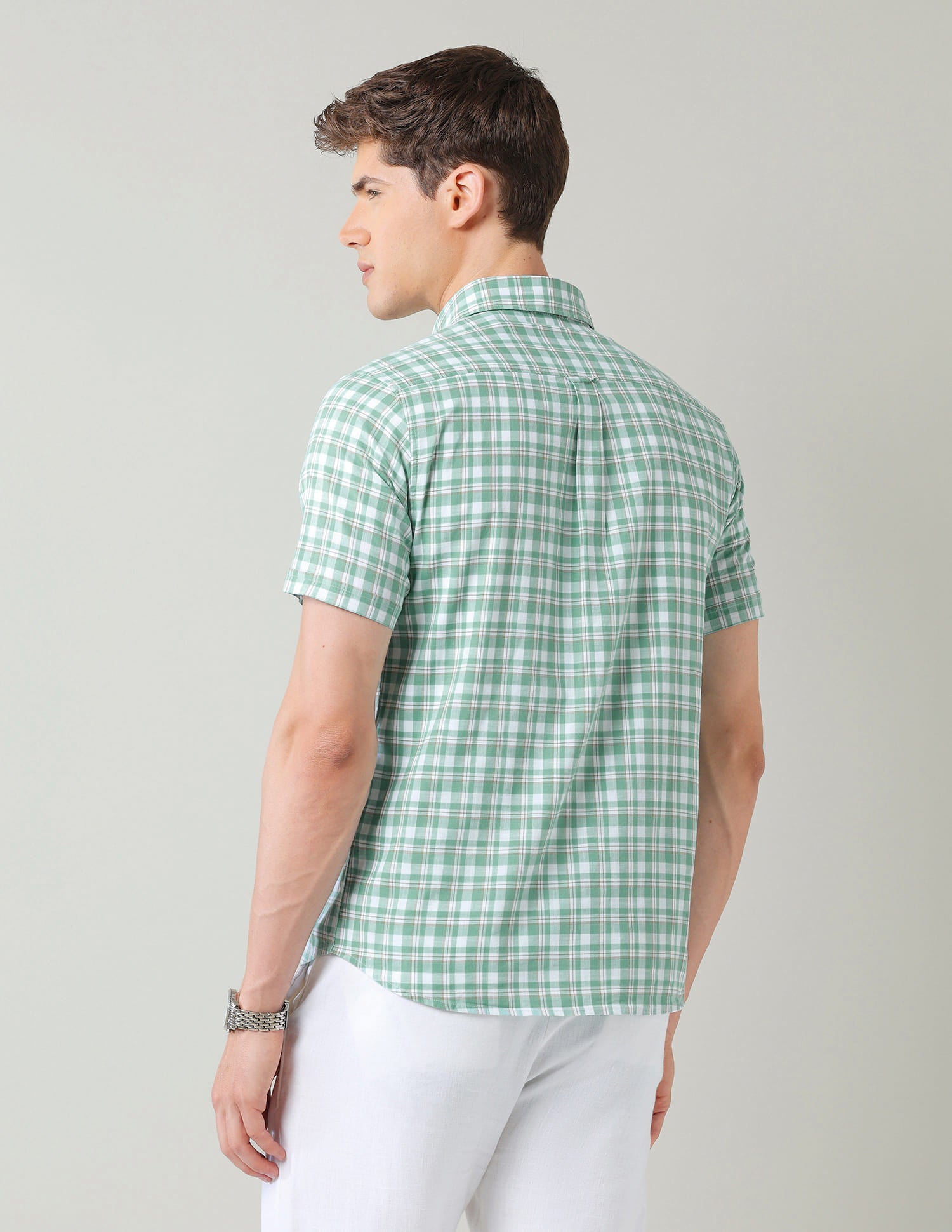 Green Tartan Checked Regular Fit Shirt