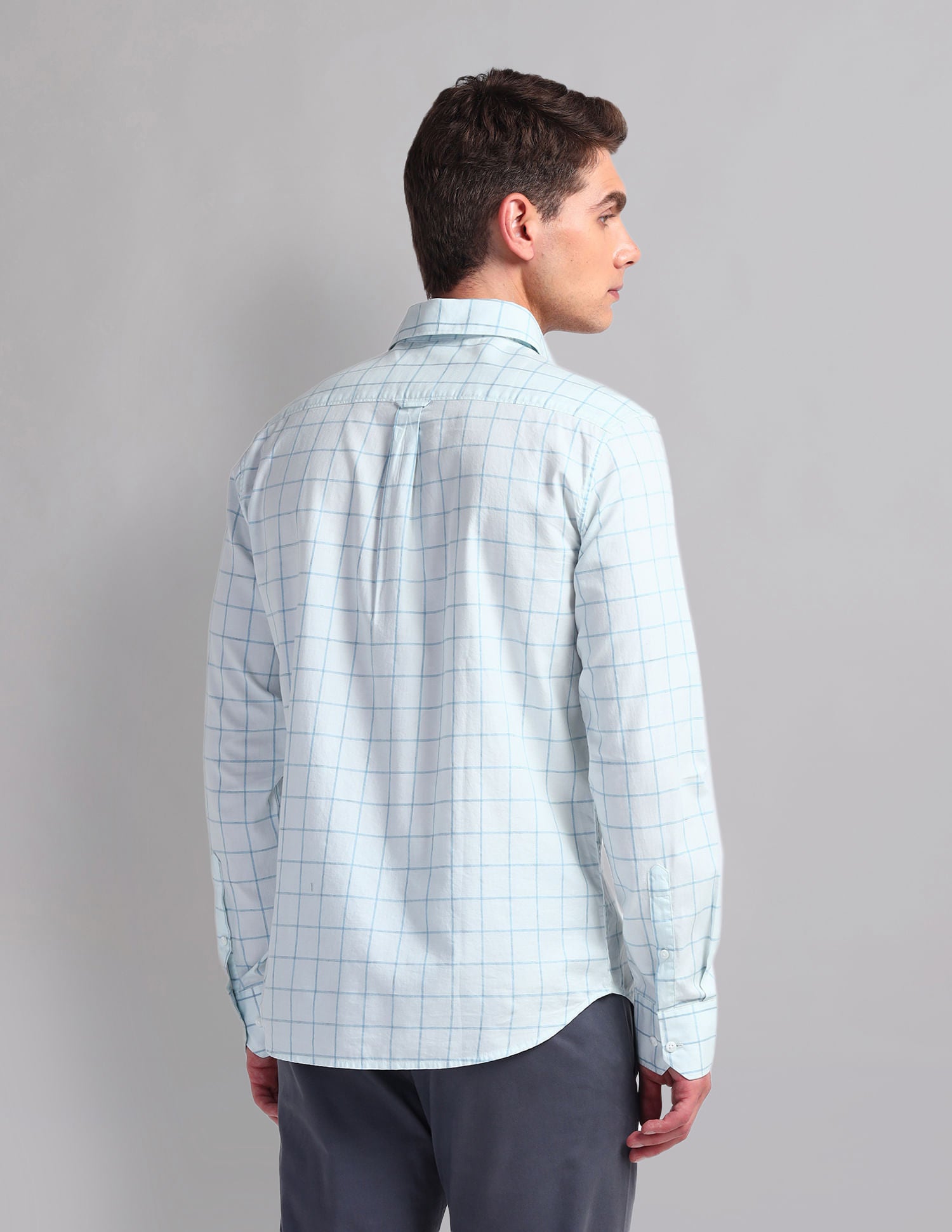 Office essential Windowpane Check Cotton Shirt