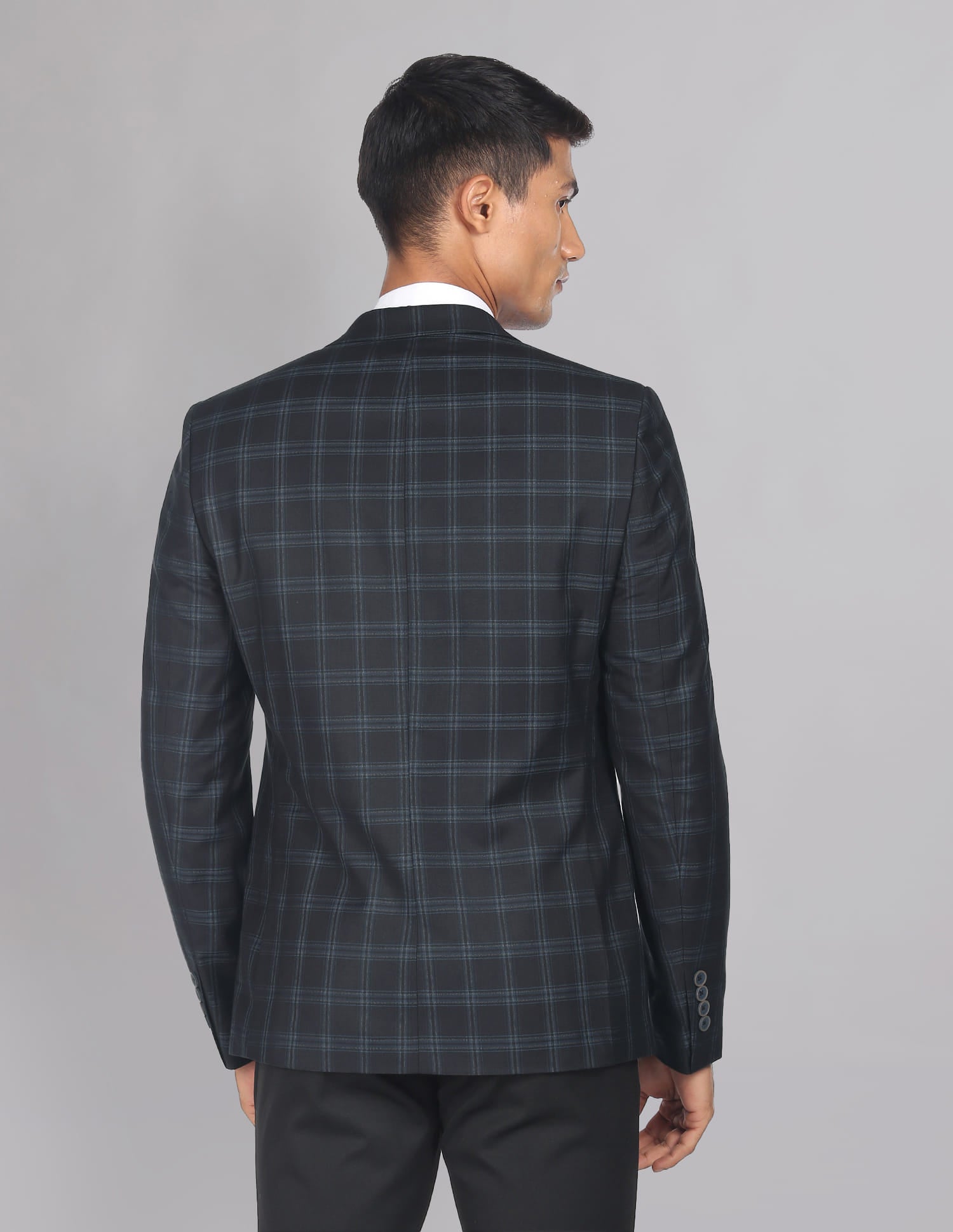 Windowpane Check Tailored Fit Blazer