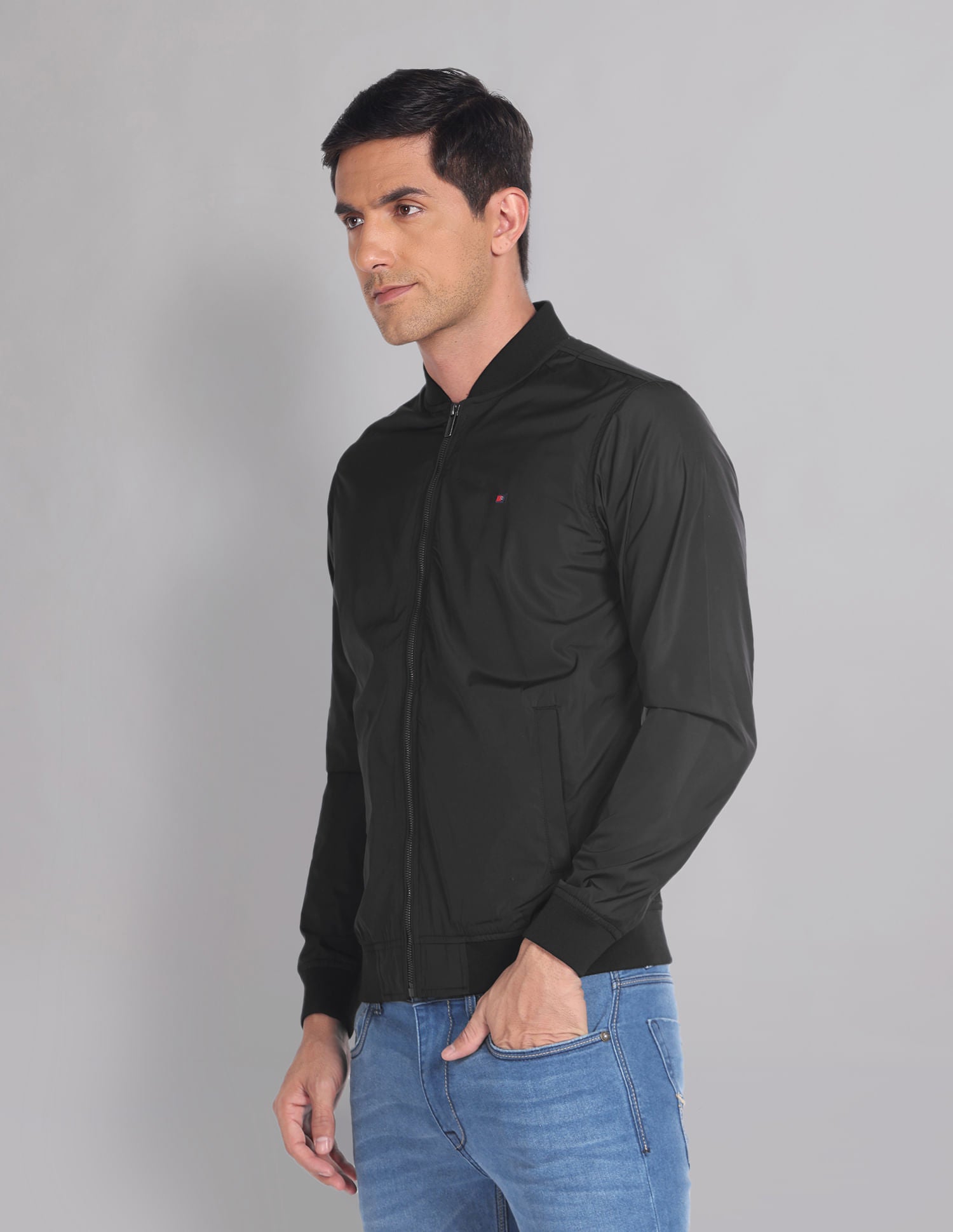 Travel Friendly Solid Foldable Bomber Jacket