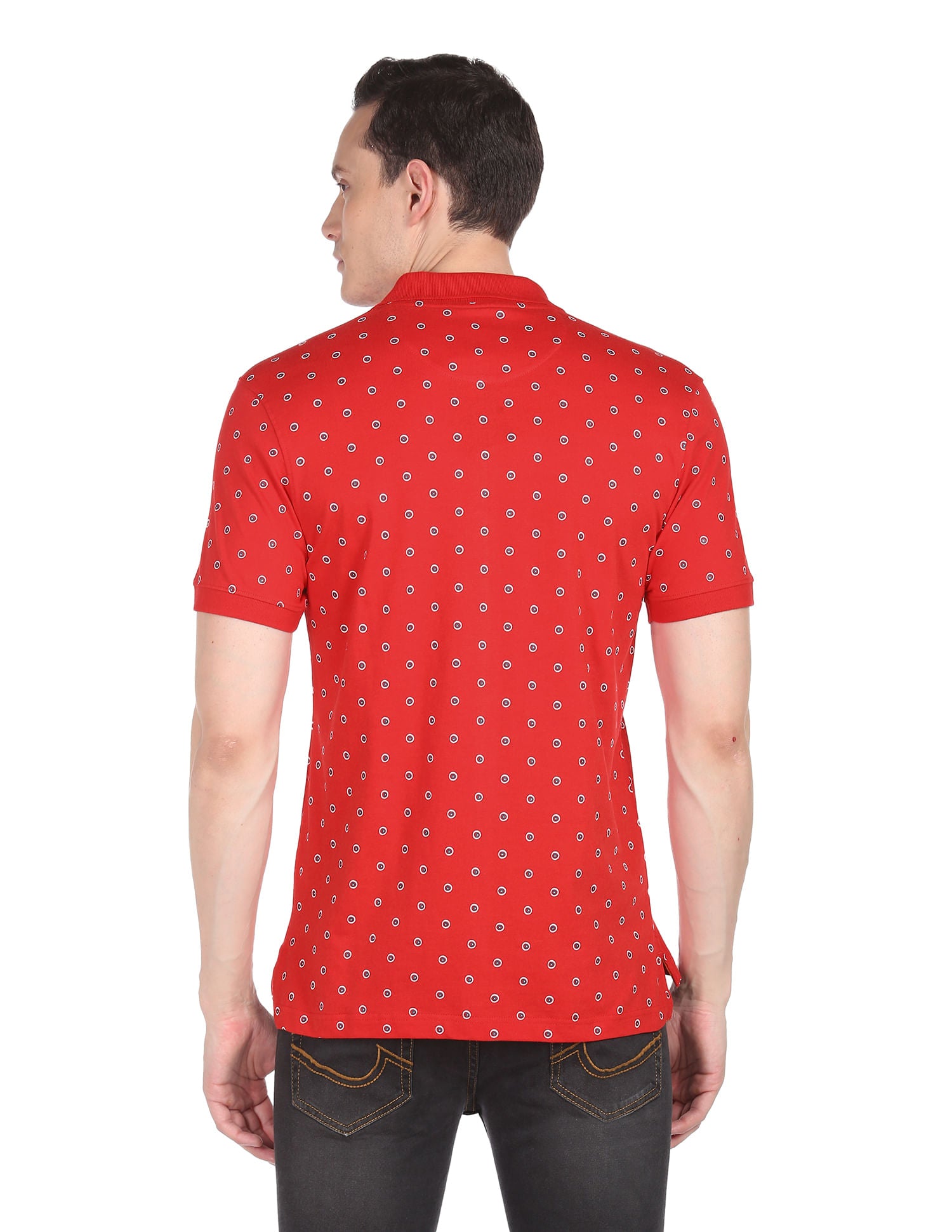 Daily Style Cotton Geometrical Print Polo Shirt