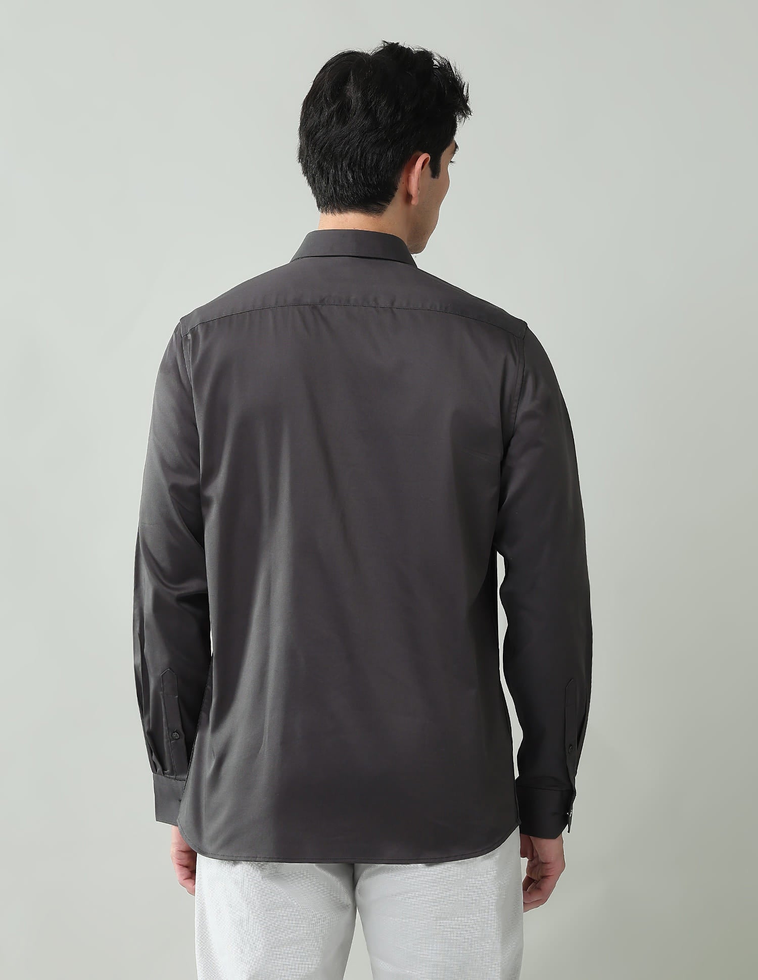 Vogue Vault Solid Slim Fit Satin Shirt