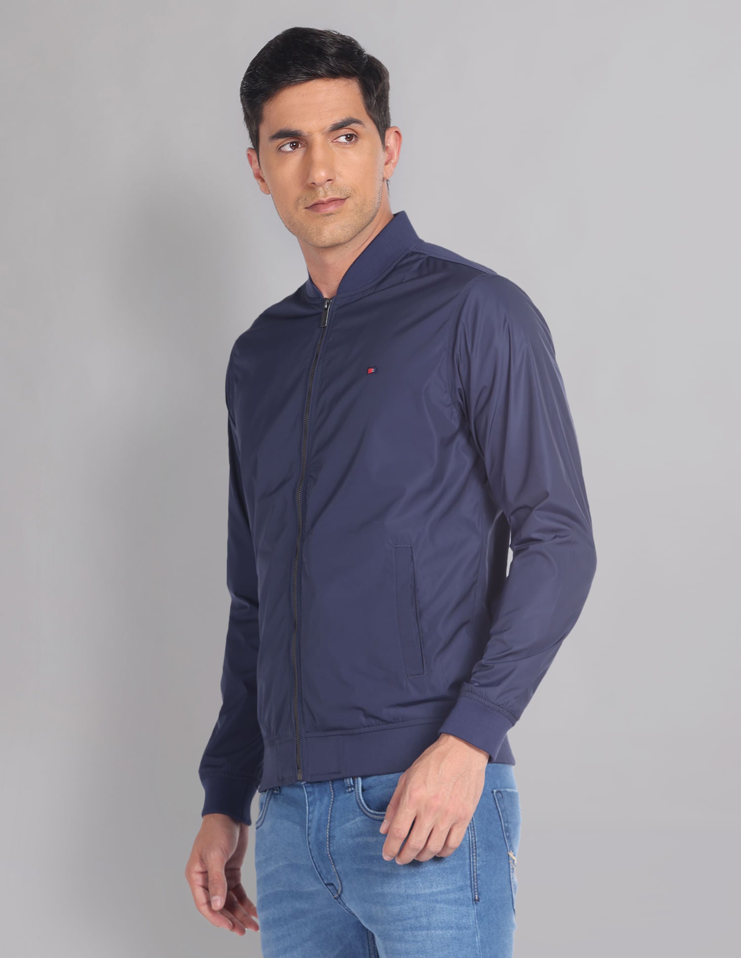 Travel Friendly Solid Foldable Bomber Jacket