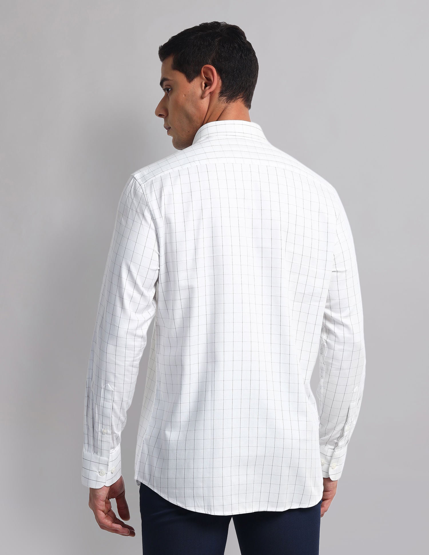 Office essential Windowpane Check Cotton Shirt