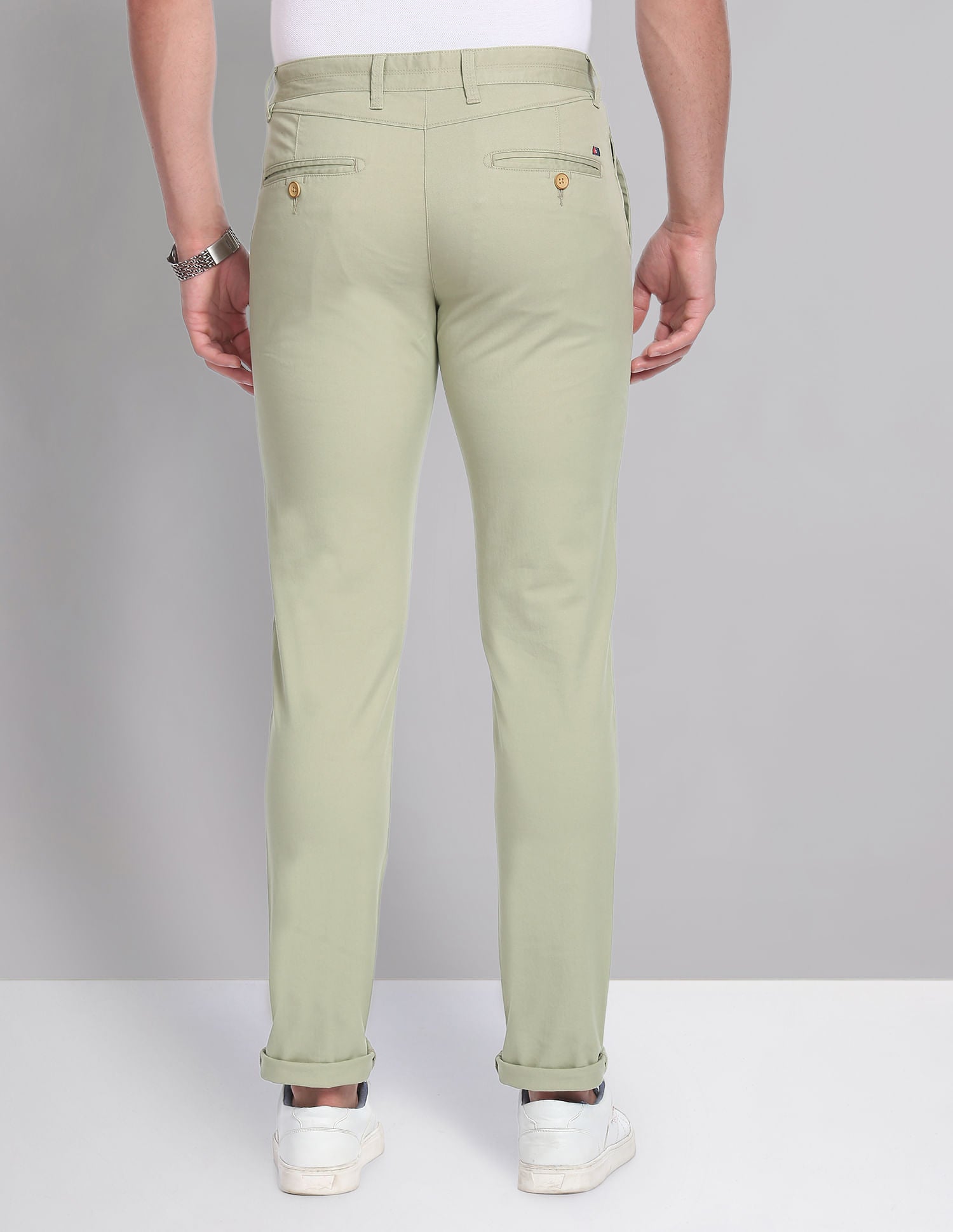 Regular Solid Twill Casual Chinos