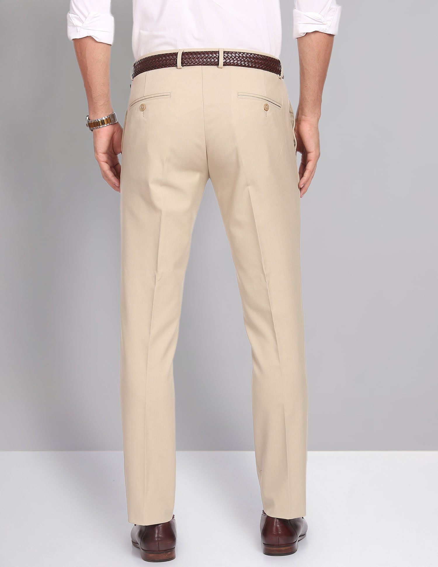 Relaxed Look Smart Mid Rise Solid Formal Trousers