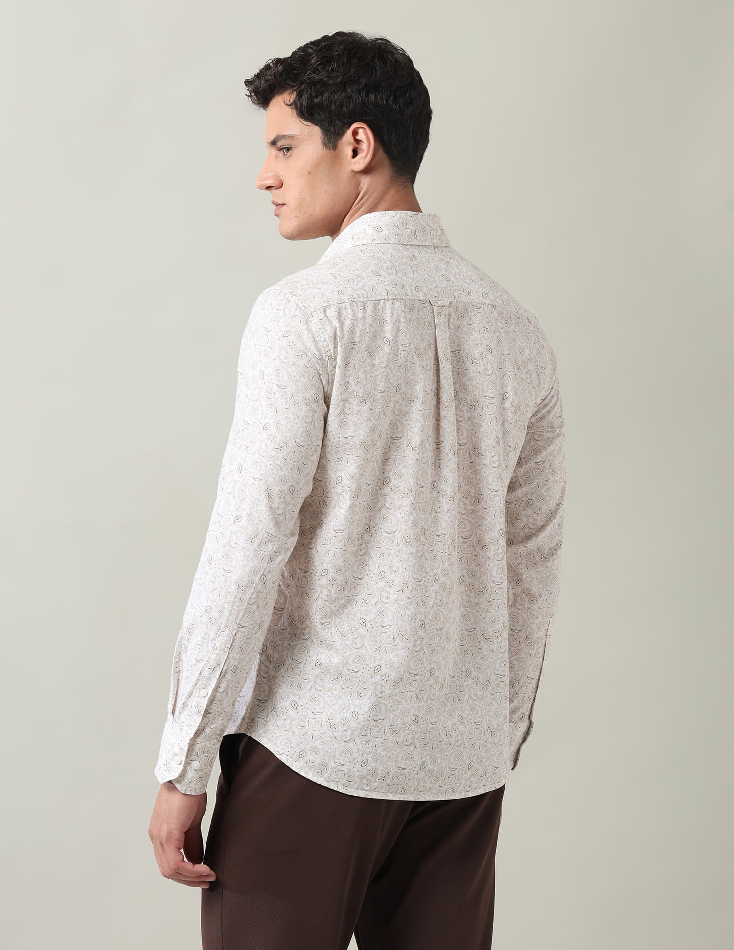 Floral Printed Slim Fit Dobby Shirt