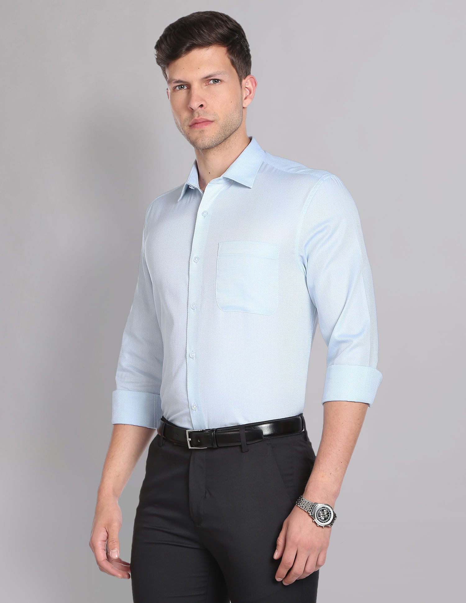 Smart & Solid Dobby Everlast Press Formal Shirt
