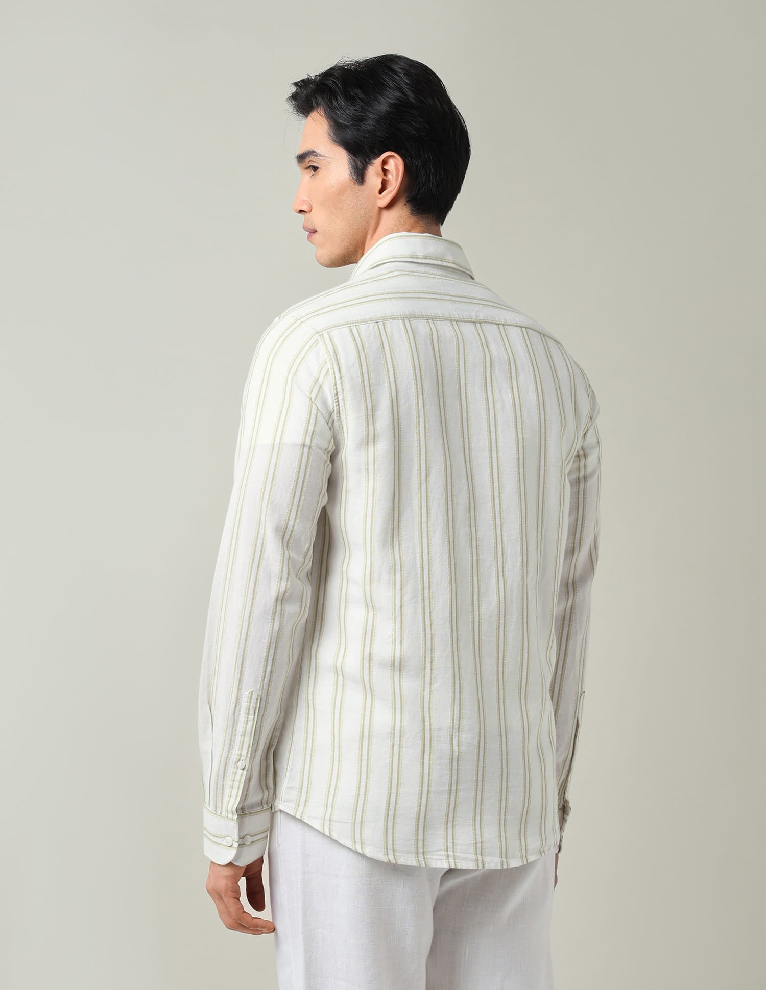 Stylish Vertical Striped Slim Fit Dobby Shirt