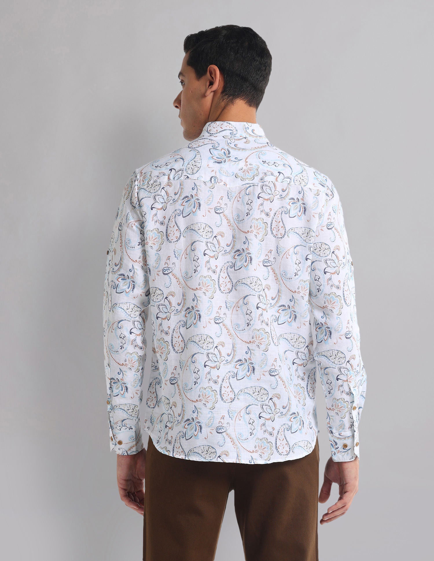 Weekend Paisley Print Mandarin Collar Indie Shirt