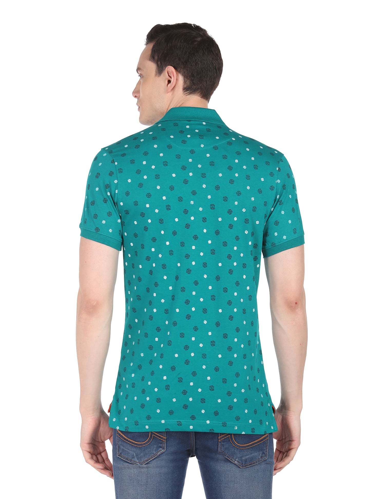 Art Refined Geometric Print Cotton Polo Shirt