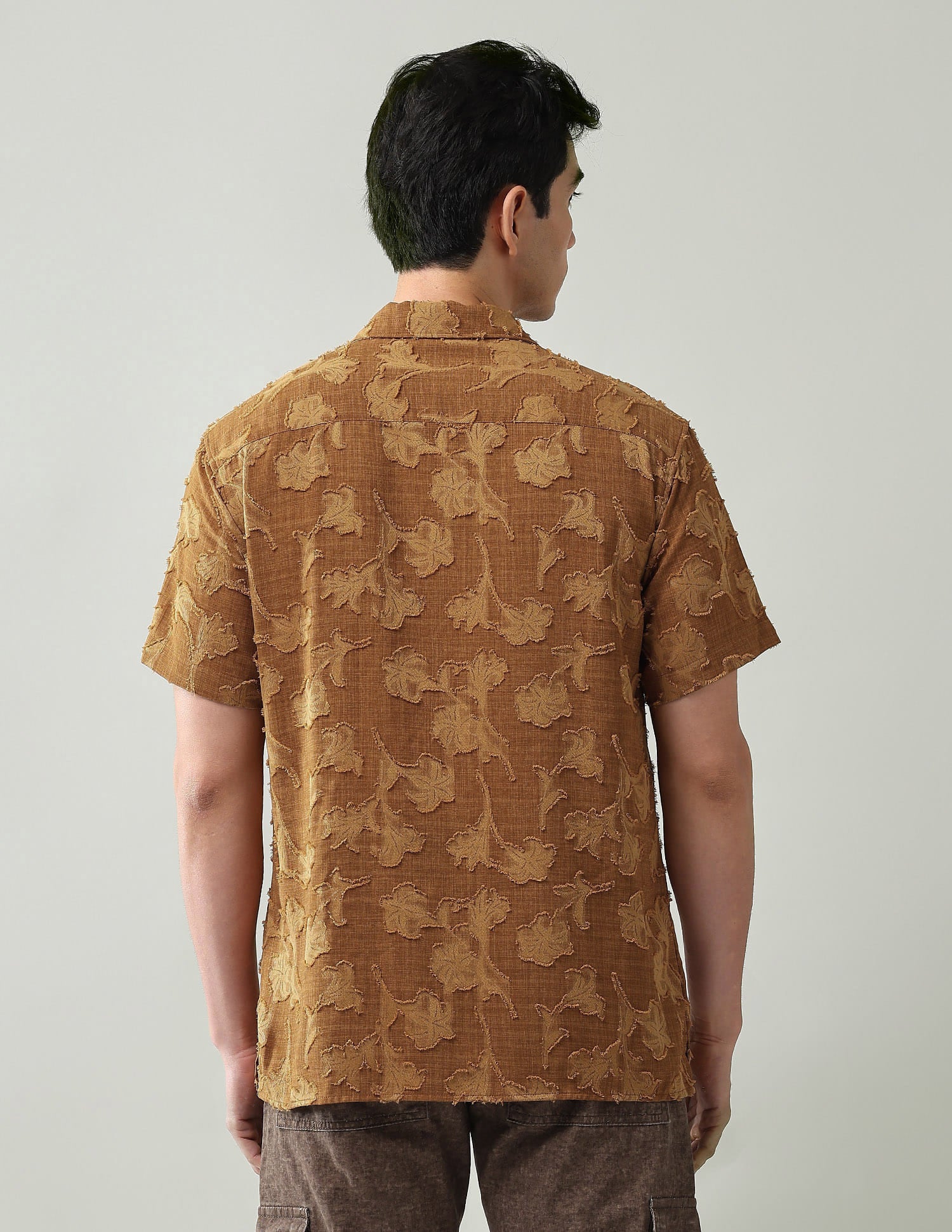 All over Floral pattern jacquard weave slim fit shirt