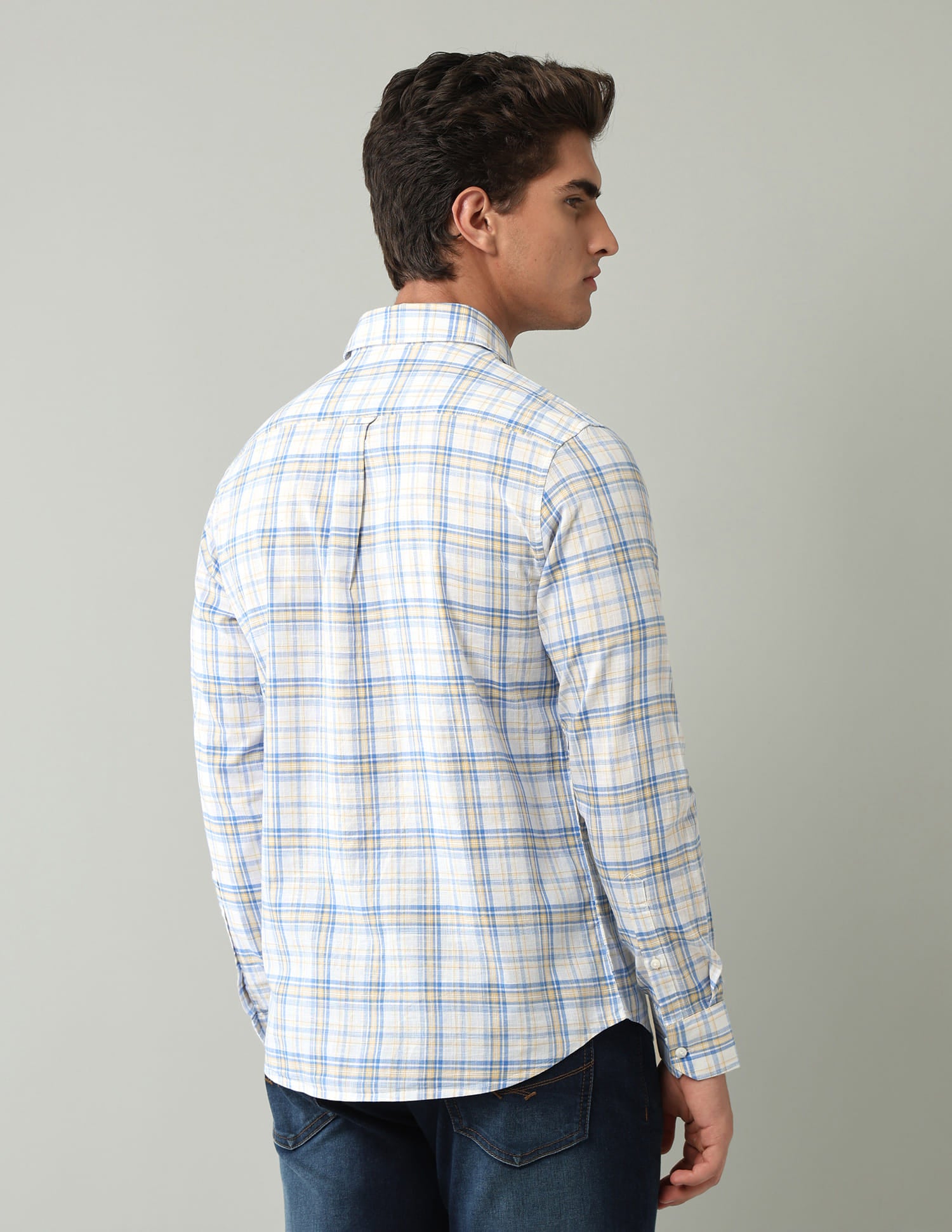 Blue Tartan Checked Modern Slim Fit Shirt