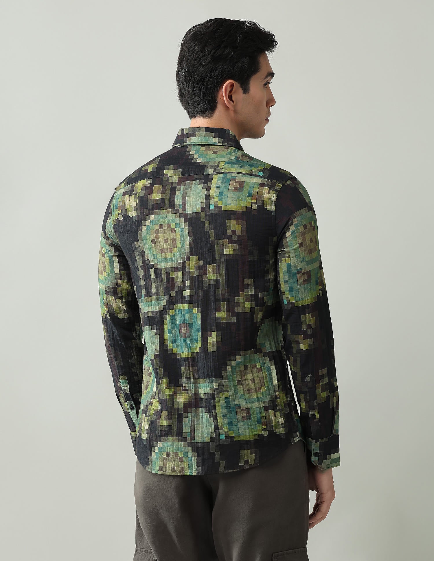 Style Balanced Abstract Printed Slim Fit Dobby Weave Shirt