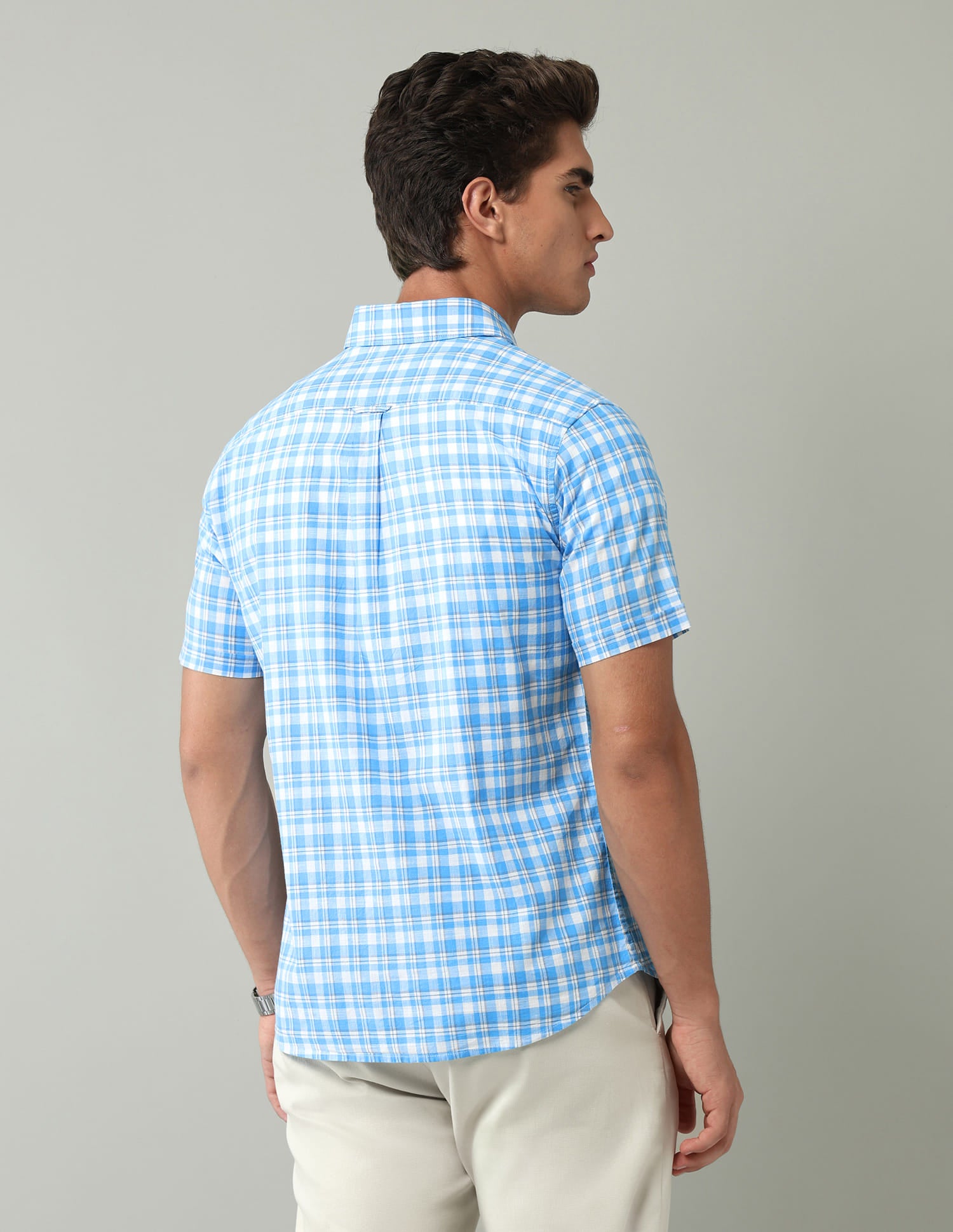 Blue Plaid Checked Regular Fit Shirt
