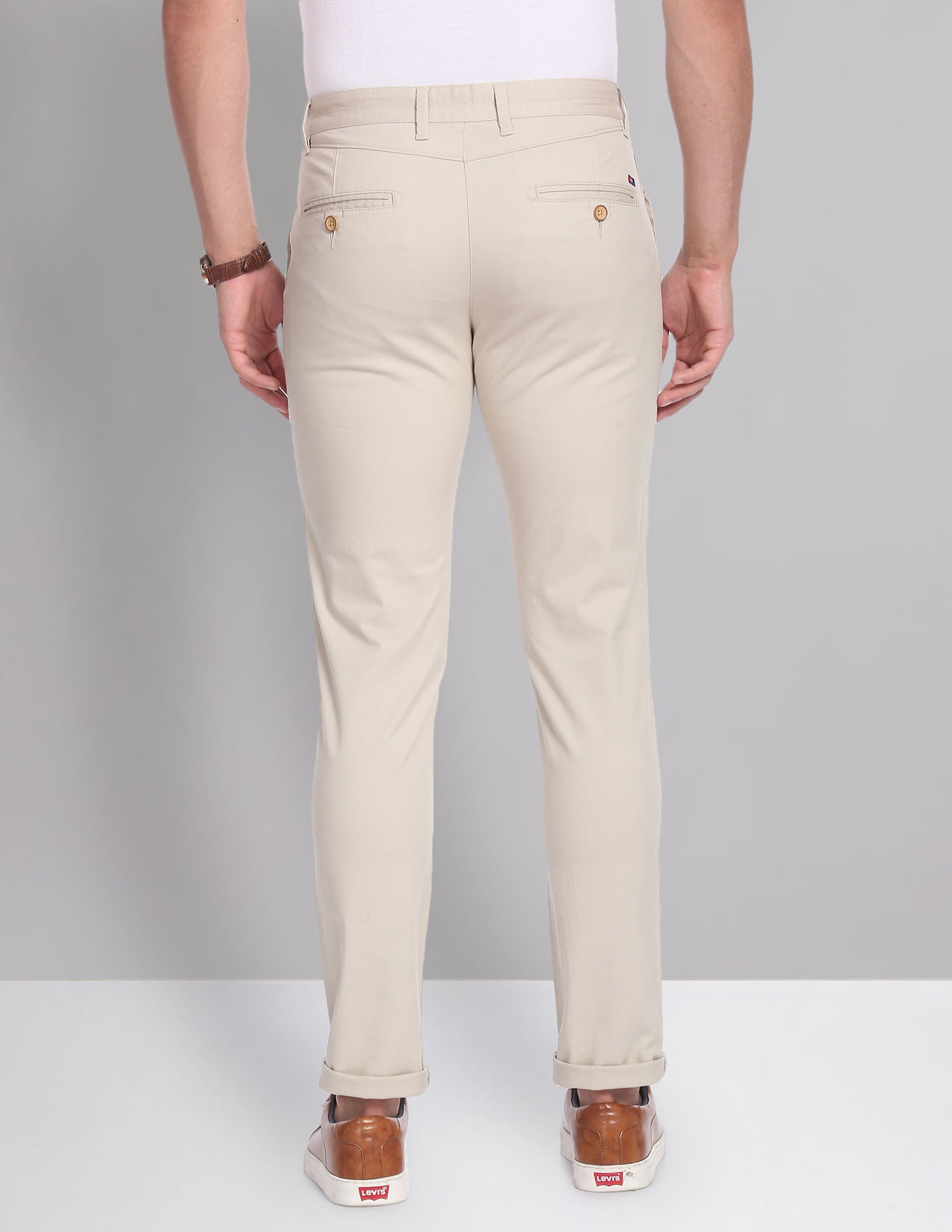 Regular Solid Twill Casual Chinos