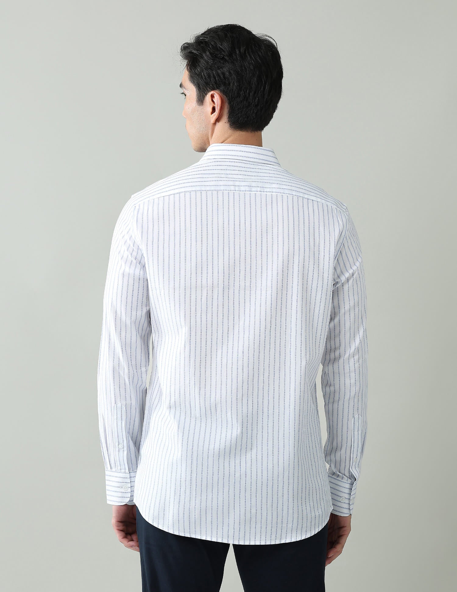 Statement Coded Vertical Striped Regular Fit Dobby Shirt