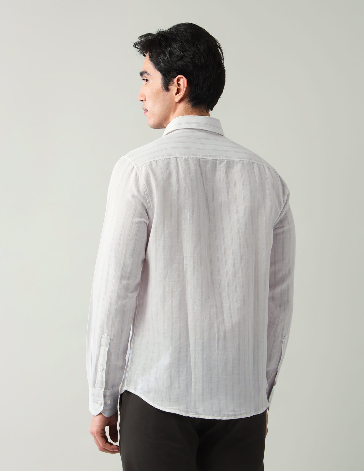 Casual Vertical Striped Twill Slim Fit Shirt
