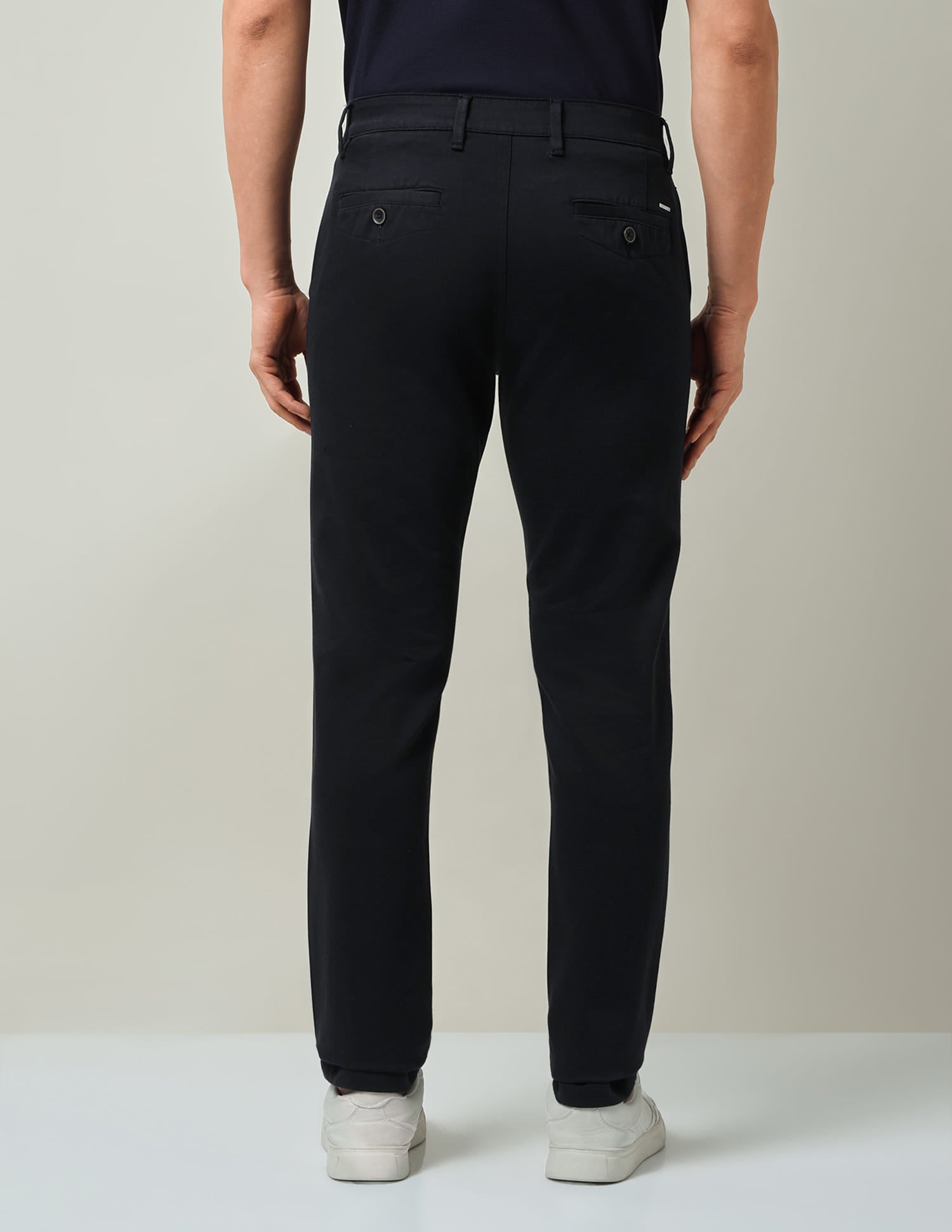 Work Essentials Solid Slim Fit Dobby Trousers