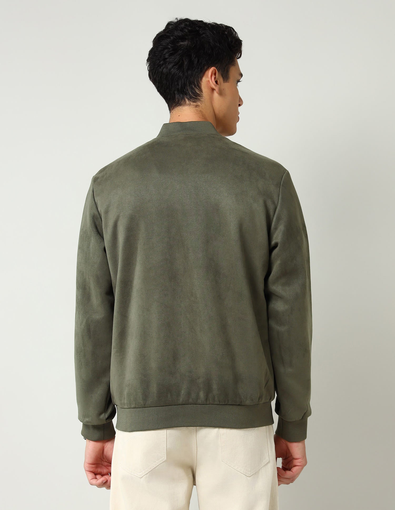 Mid-day Breeze Modern Slim Fit Suede Bomber Jacket