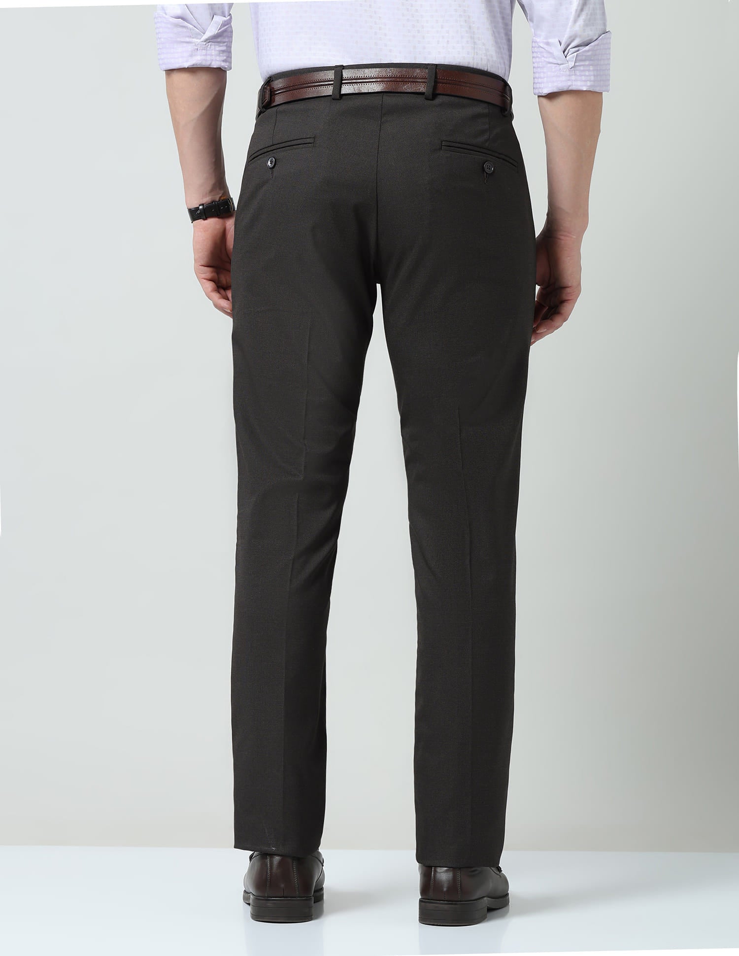 Solid Dobby Regular Fit Trousers
