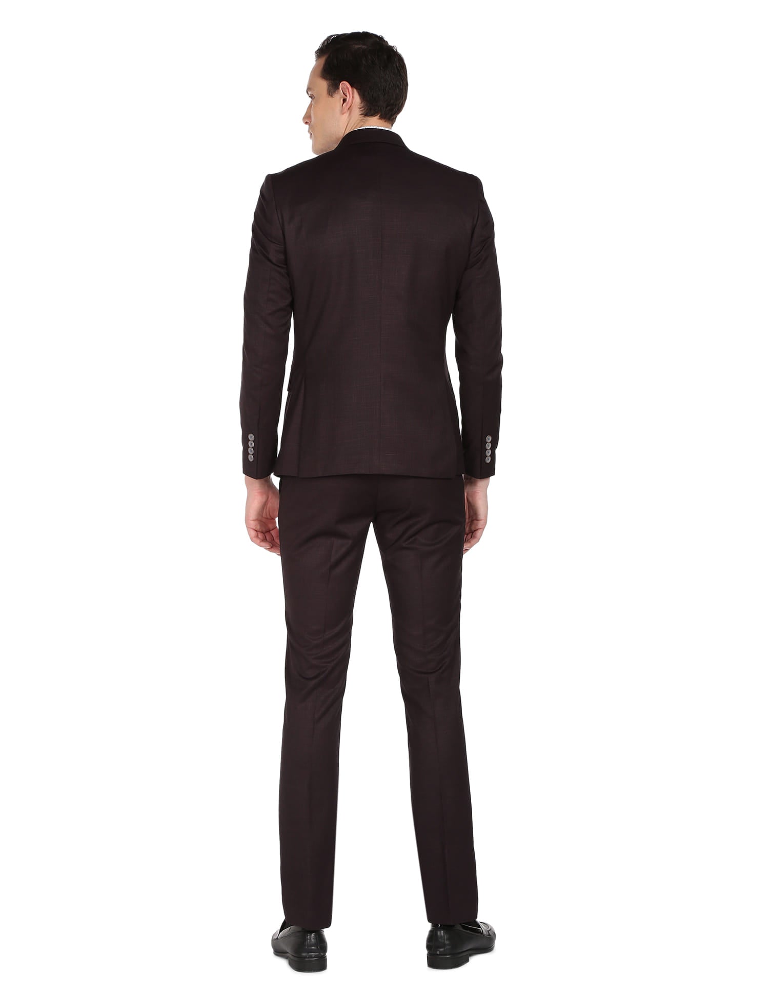 Corporate-Coded Tailored Fit Solid Three Piece Suit