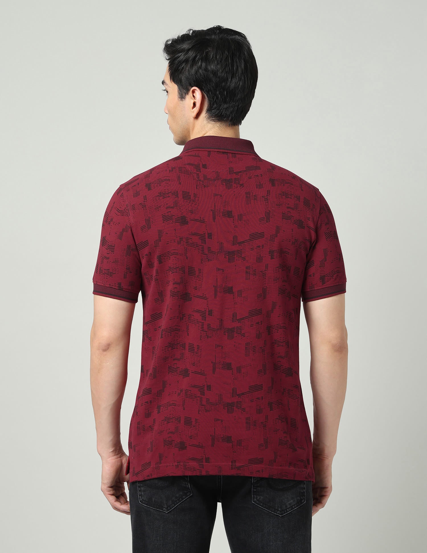 Modern Abstract Print Slim Fit Polo Shirt
