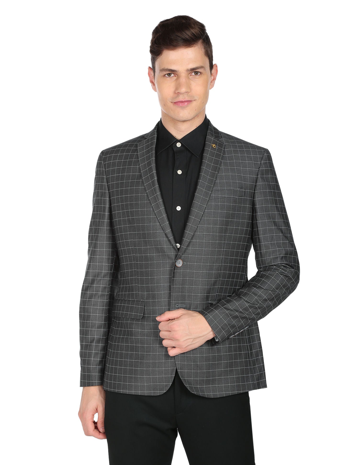Modern Luxe Windowpane Check Tailored Fit Blazer