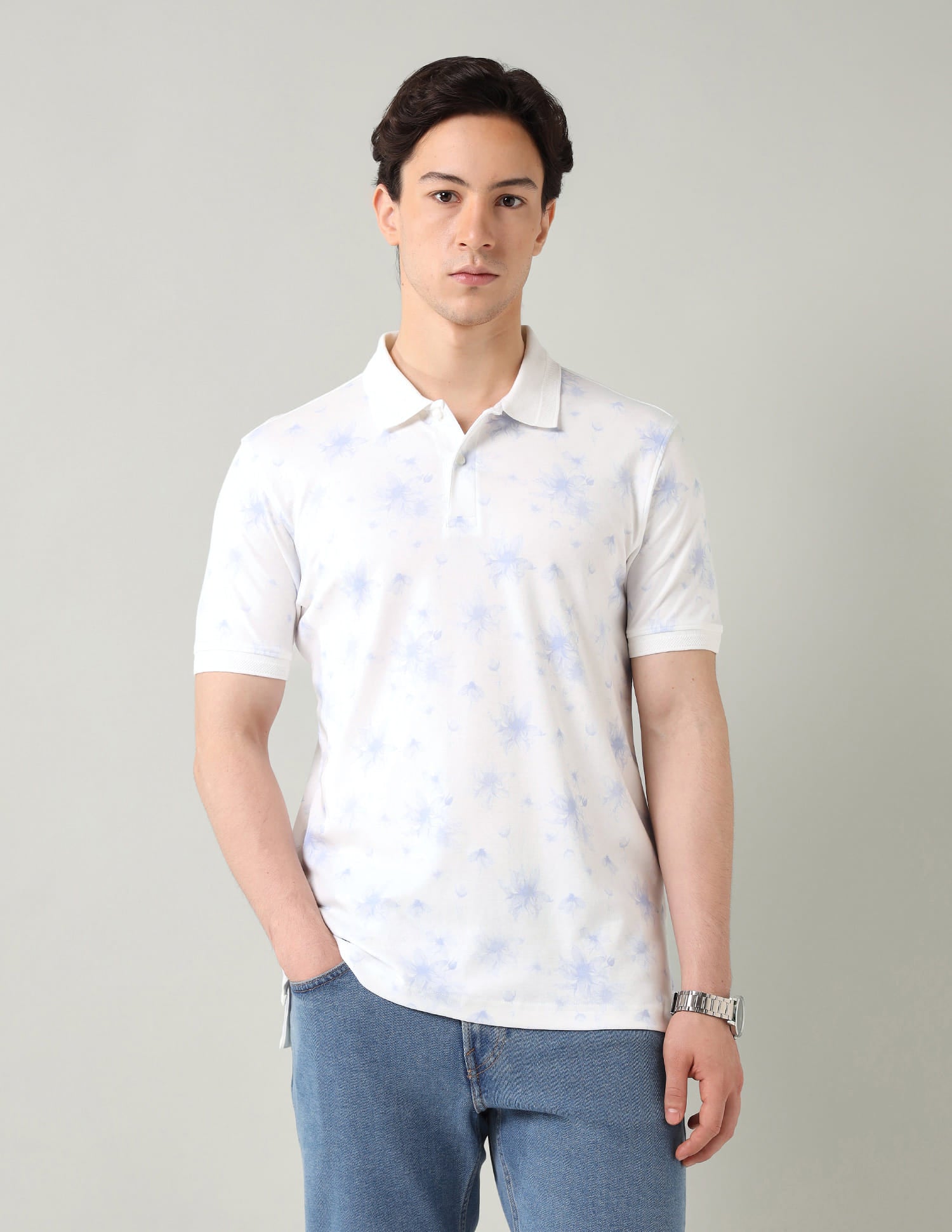 Abstract Printed Regular Fit Polo Shirt