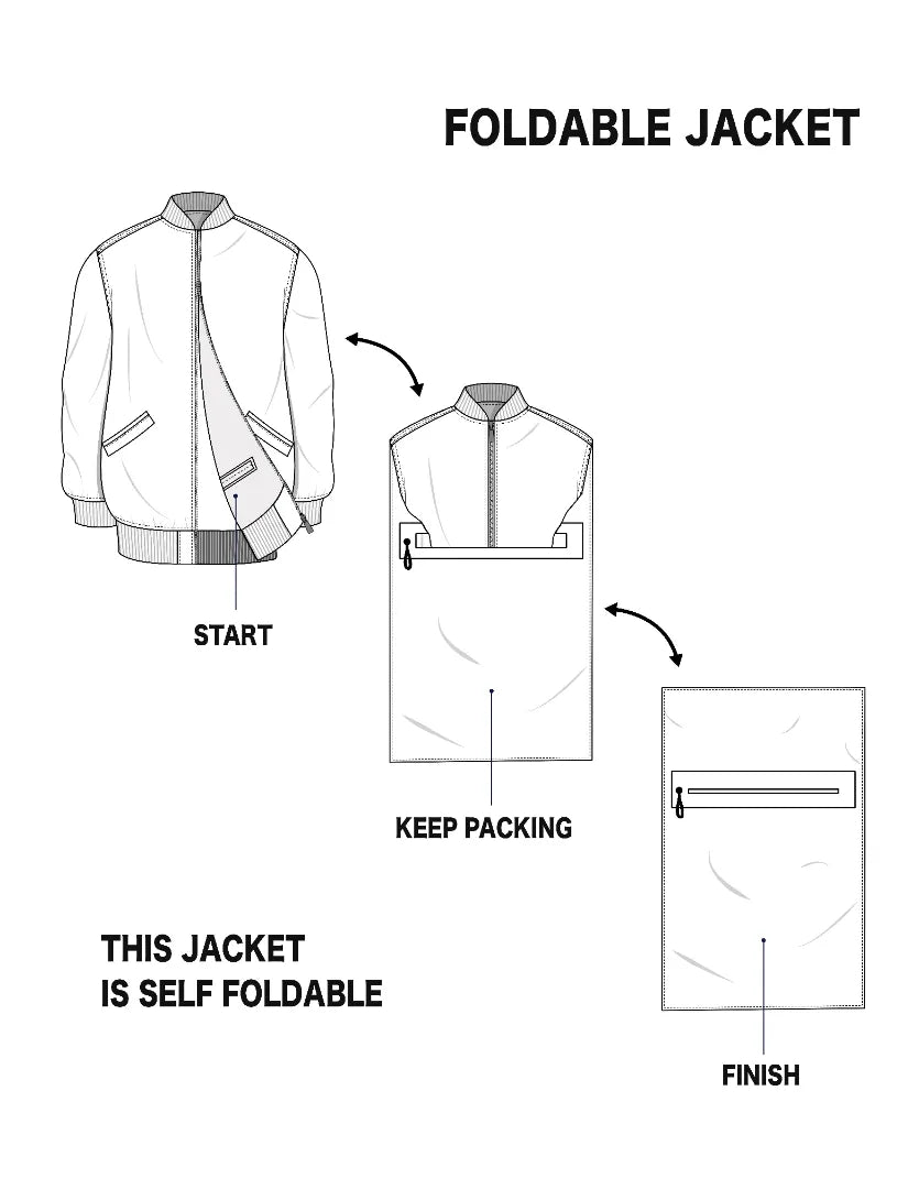 Travel Friendly Solid Foldable Bomber Jacket