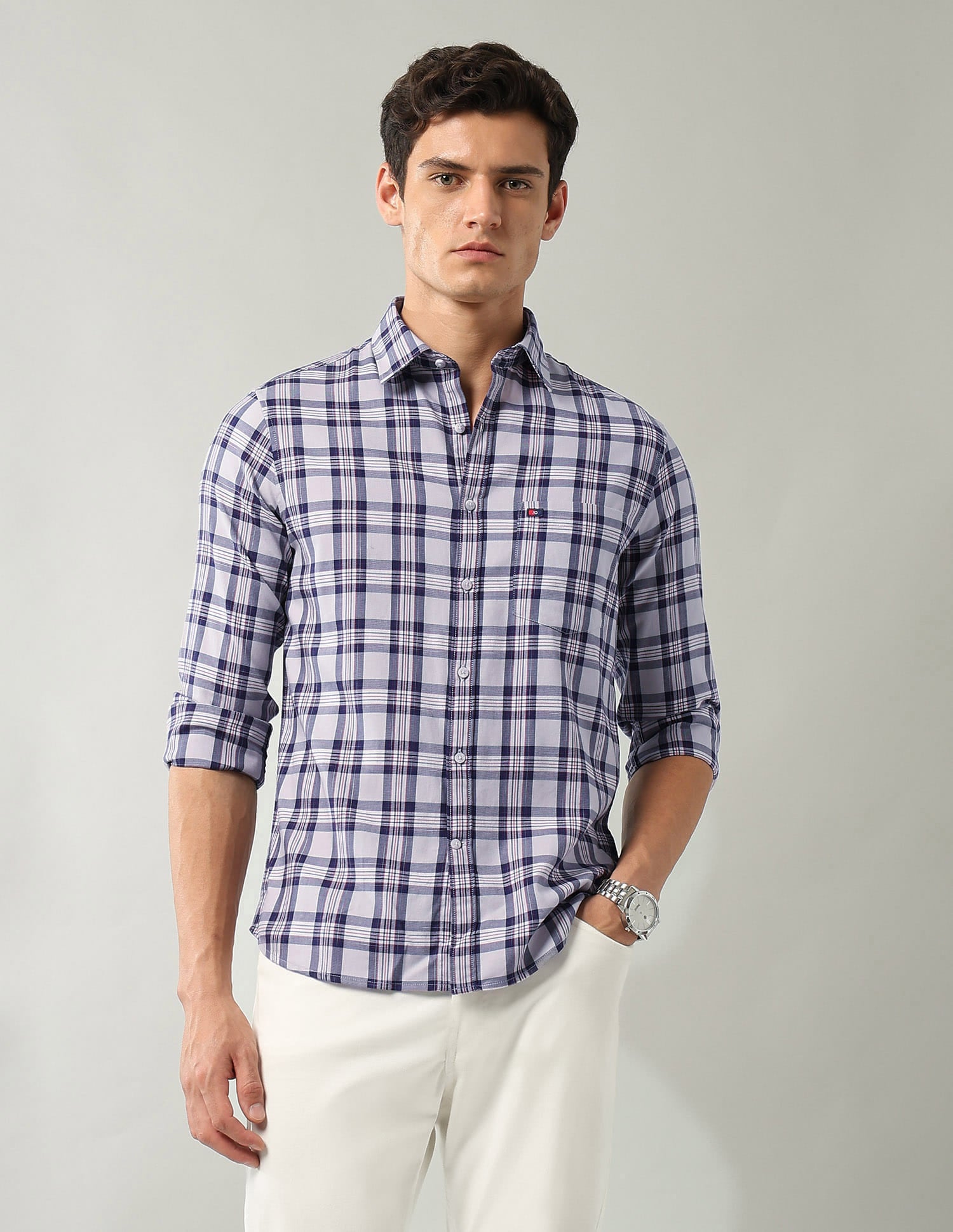 Corporate Sharp Modern Slim Fit Checked Shirt