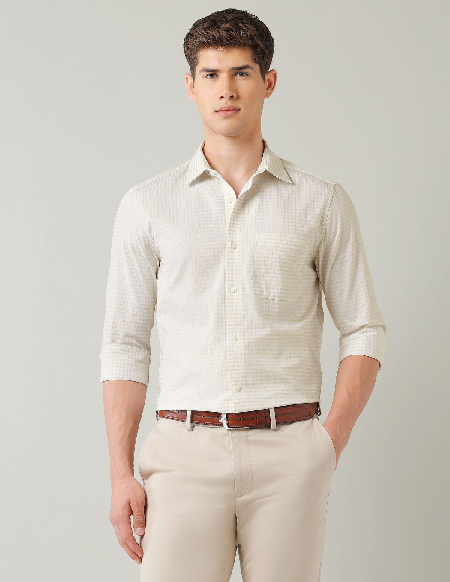 Vertical Striped Dobby Weave Regular Fit Shirt