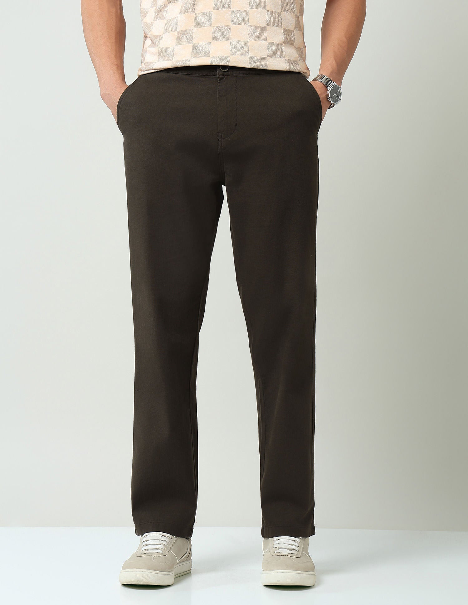 Work Essential mid Rise Regular Fit Trousers