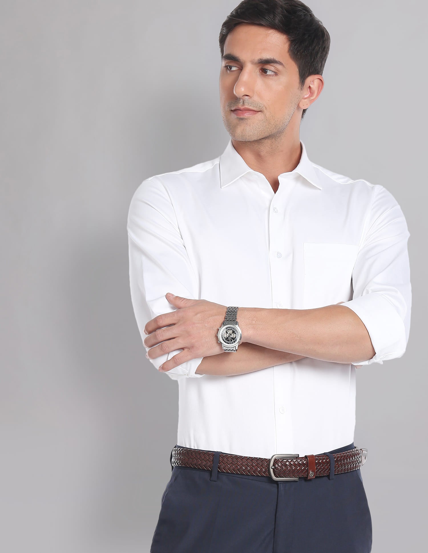Regular Fit Solid Dobby Formal Shirt