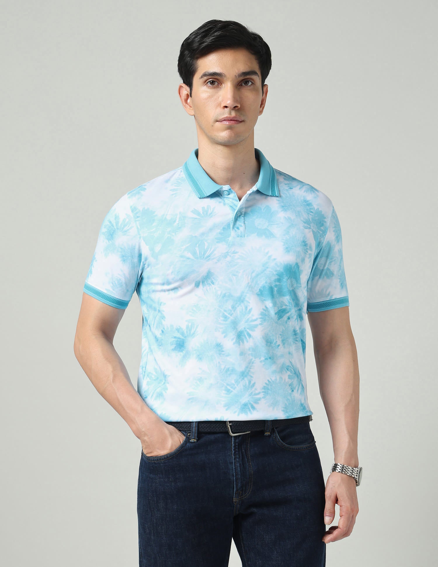 Vogue Fit Floral Printed Slim Fit Polo Shirt