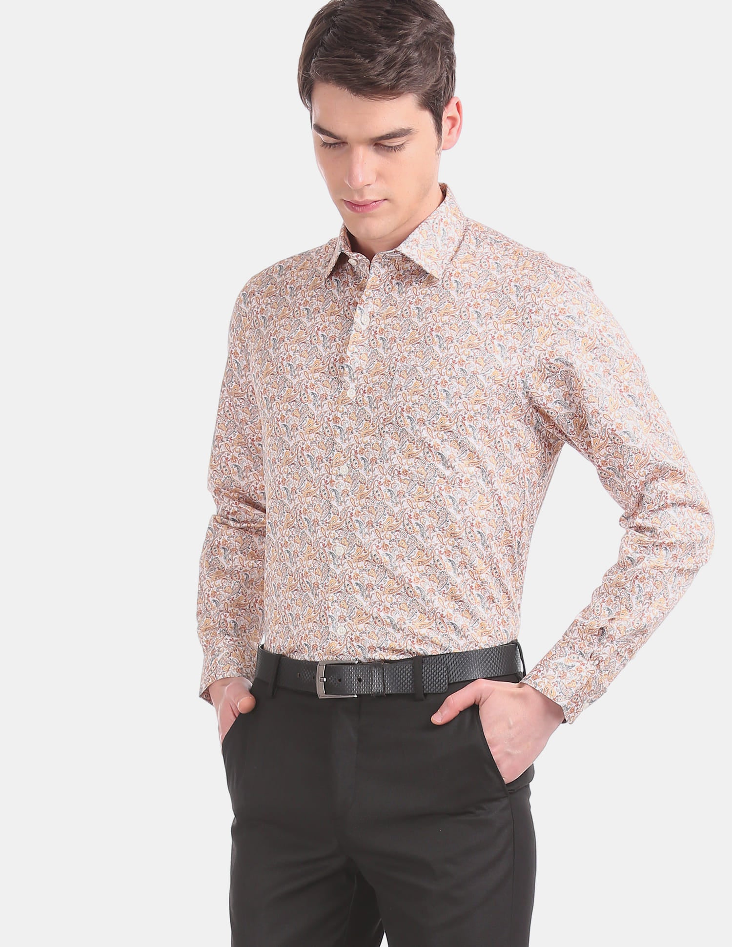 Paisley Print French Placket Cotton Casual Shirt