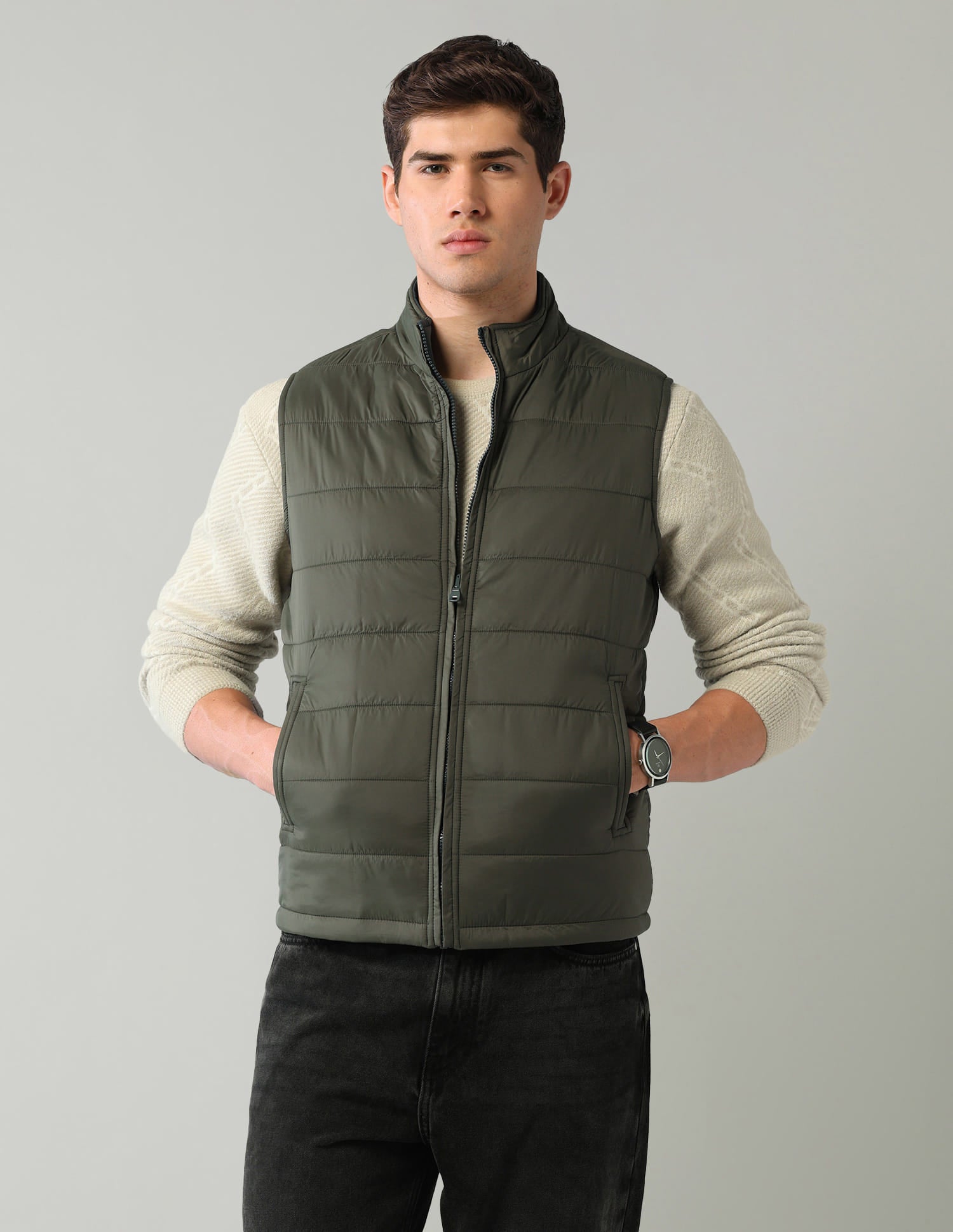 Solid Regular Fit Puffer Jacket