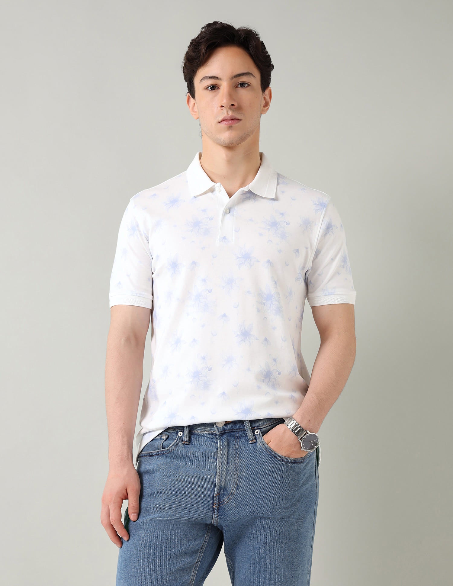 Abstract Printed Regular Fit Polo Shirt